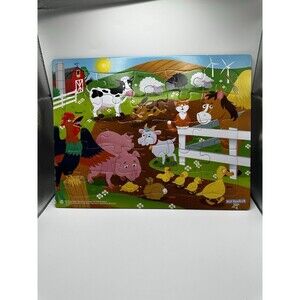 PlayMonster Farm Animals 25 Piece Wooden Frame Tray Puzzle Complete No Box